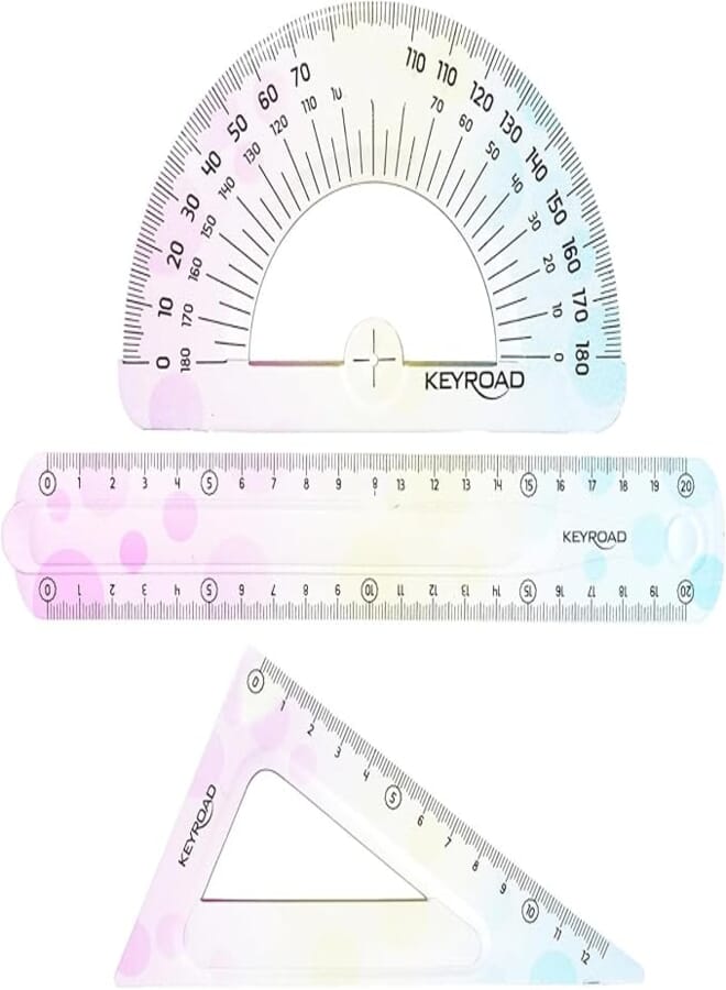Keyroad Flexible Geometry Drawing Set, 3 Pieces, Precision Tools for Academic and Creative Drafting